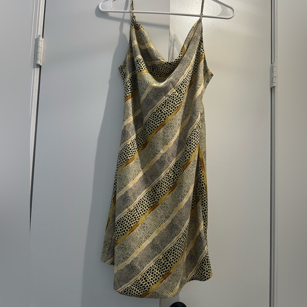 Urban Outfitters Striped Mini Dress in Black, Gold, and Cream